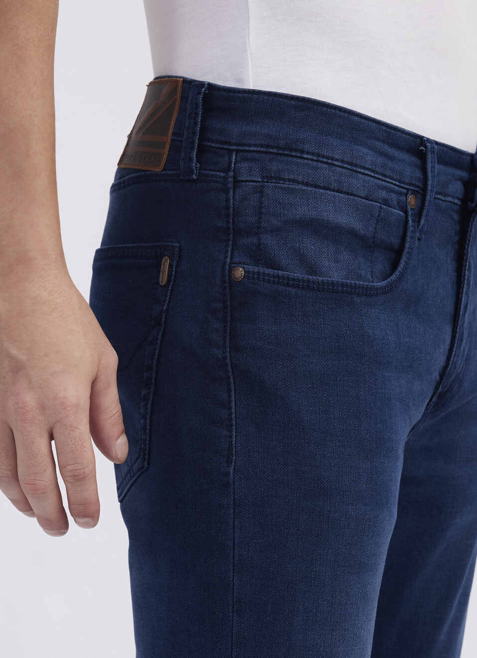 Men Blue Mid Rise Tapered Structured Jeans, , large image number 4