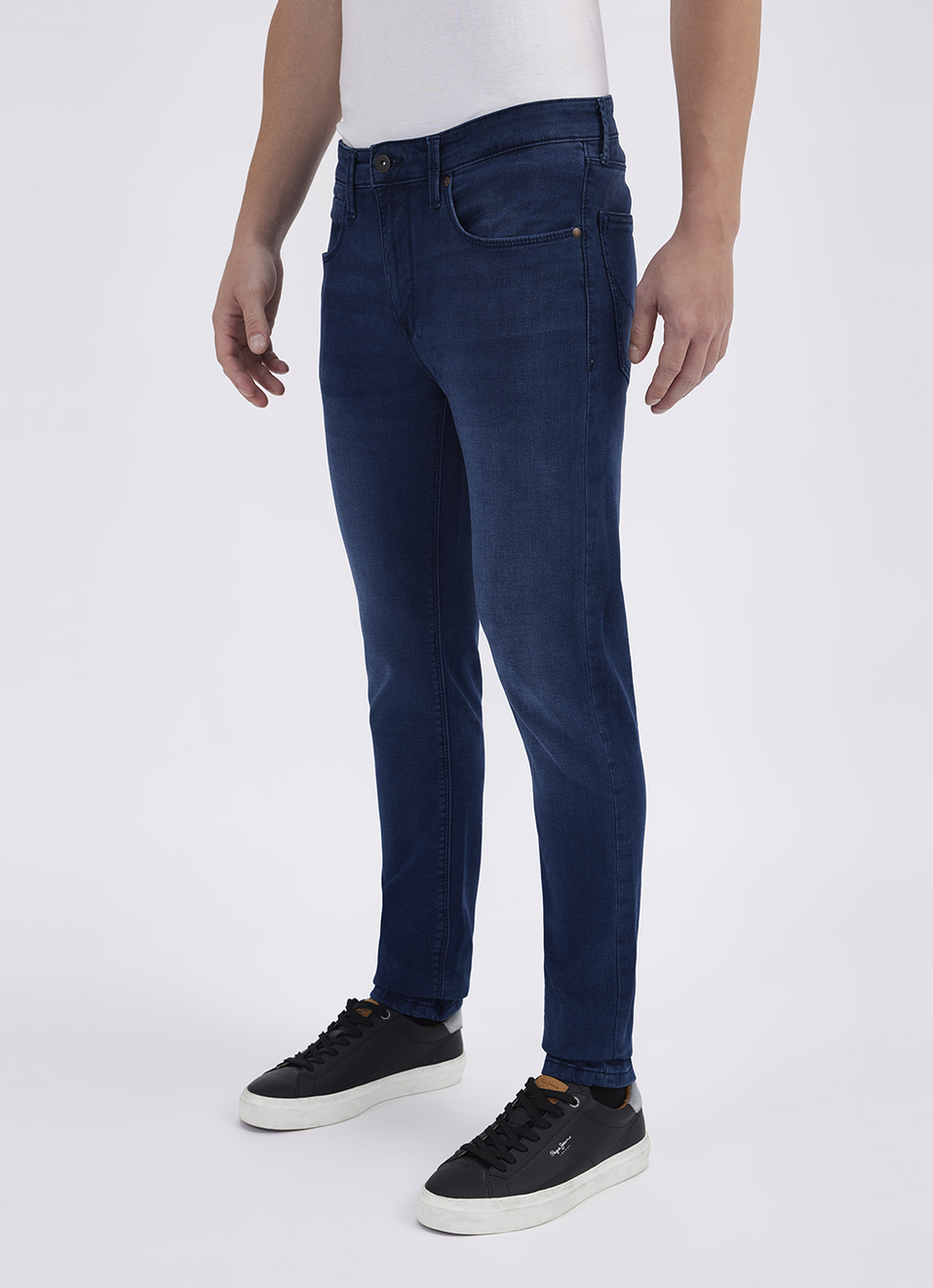 Men Blue Mid Rise Tapered Structured Jogger Like Jeans, , large image number 5