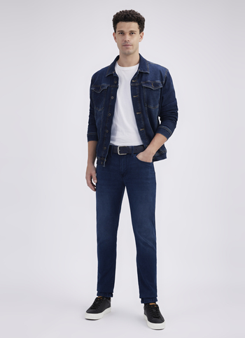 Men Blue Mid Rise Tapered Structured Jeans