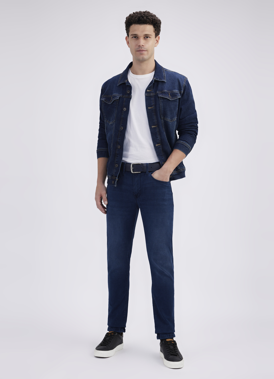 Men Blue Mid Rise Tapered Structured Jeans, , large image number 0