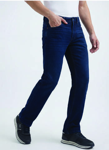 Men Dark Blue Straight Fit Mid Rise Jeans