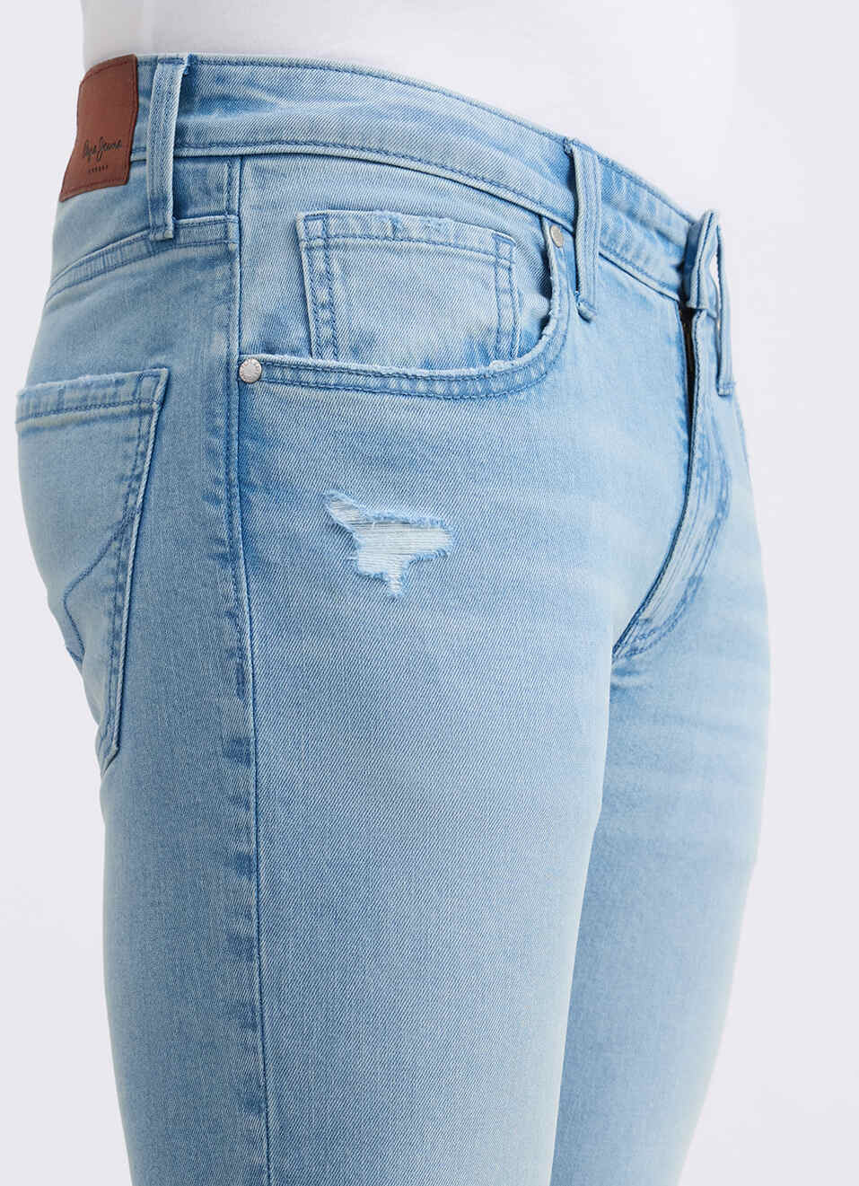 Men Blue Slim Fit Mid Rise Distressed Jeans , , large image number 4