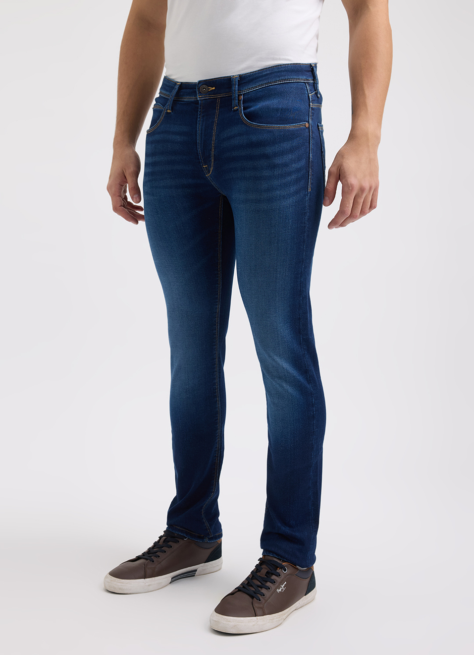 Men Blue Mid Rise Slim Powerflex Jeans, , large image number 3