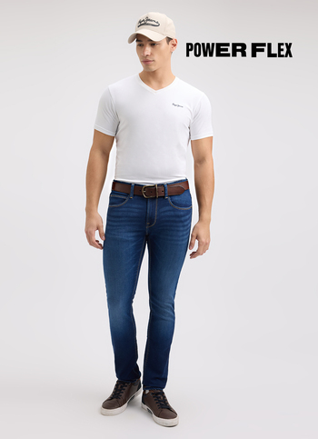 Men Blue Mid Rise Slim Powerflex Jeans