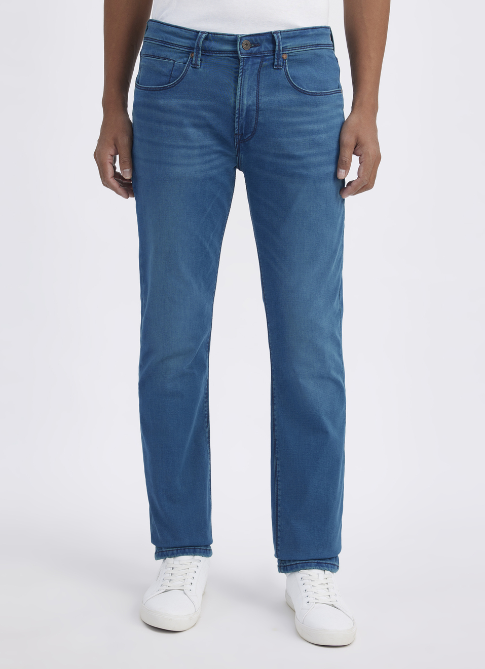 Men Green Straight Fit Mid Rise Structured Jeans , , large image number 1