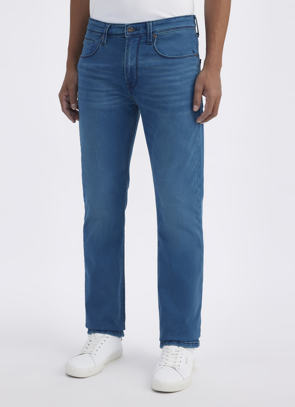 Men Green Straight Fit Mid Rise Structured Jeans , , large image number 3