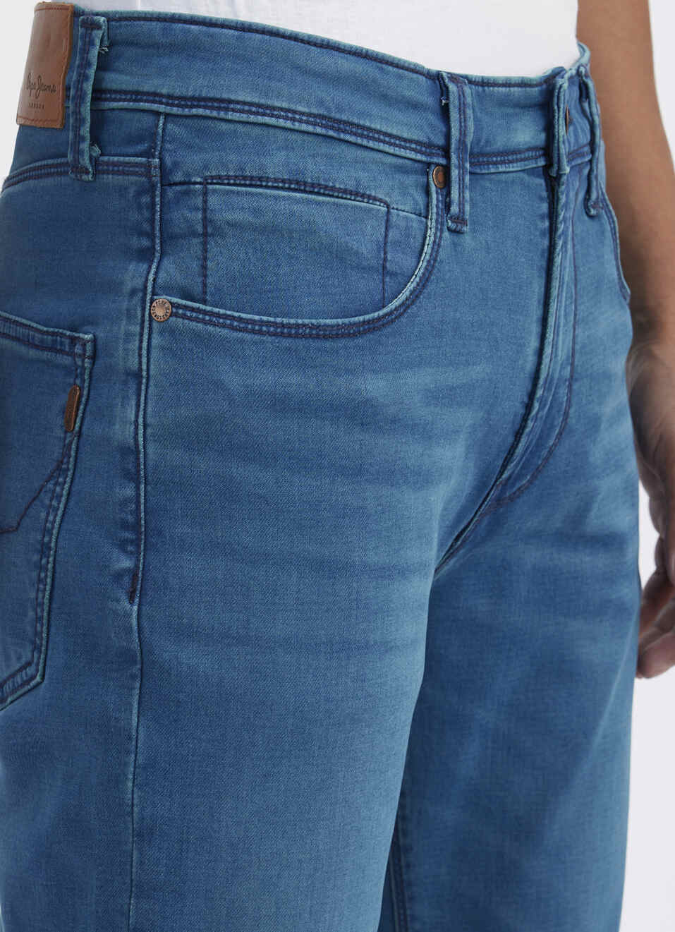 Men Green Straight Fit Mid Rise Structured Jeans , , large image number 4