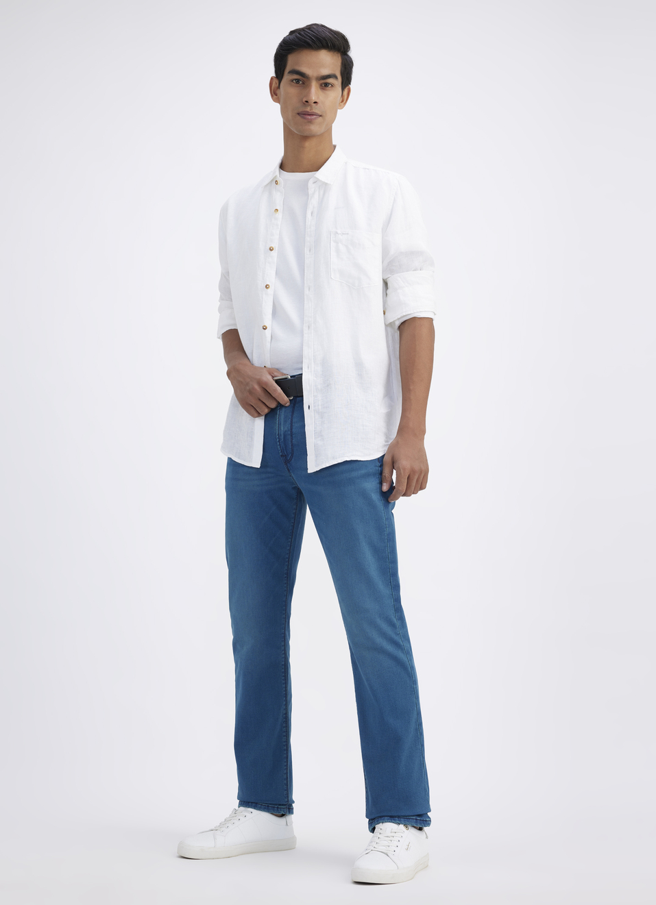 Men Green Straight Fit Mid Rise Structured Jeans , , large image number 0
