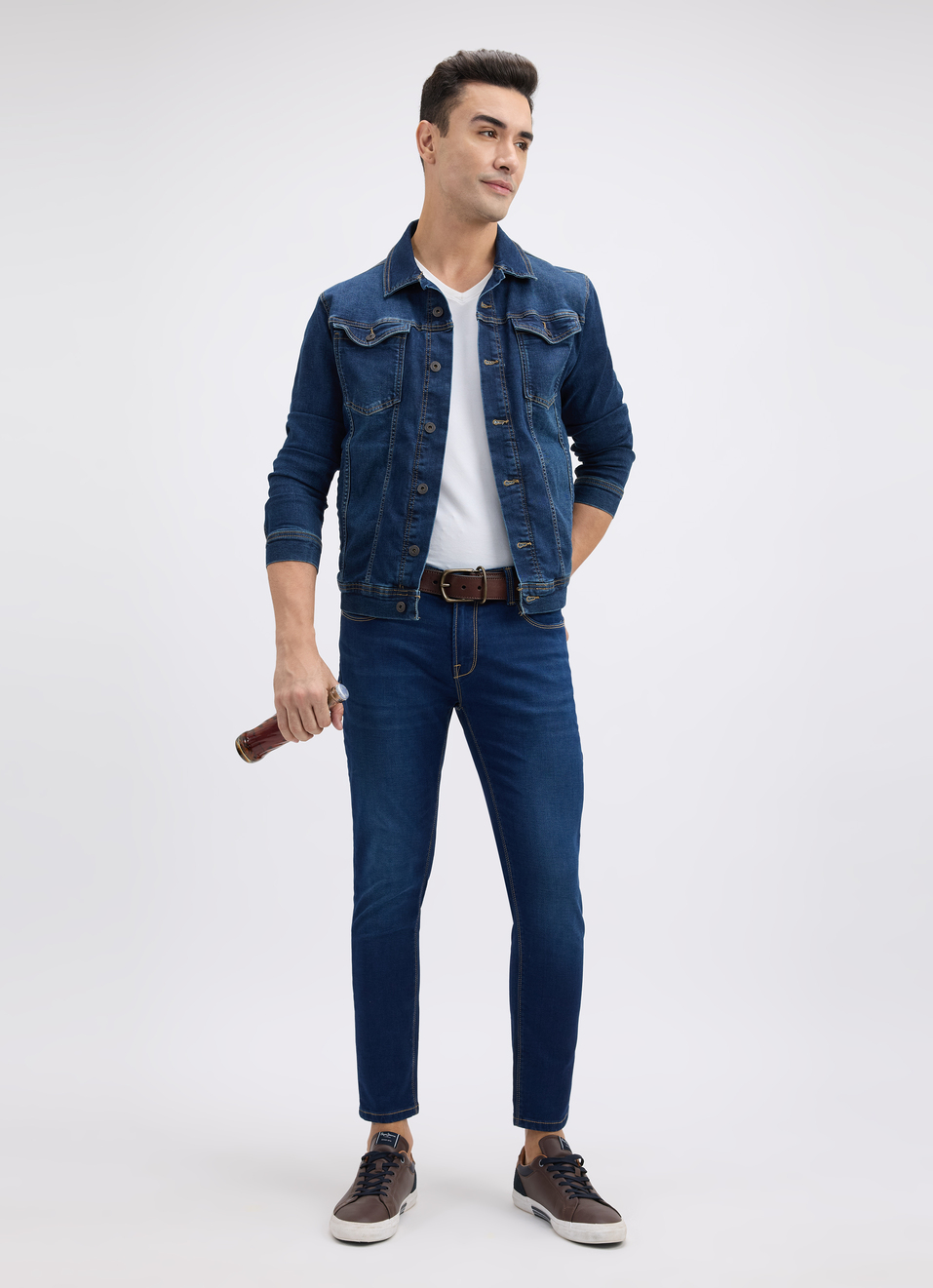 Men Blue Mid Rise Skinny Ankle Length Structured Jeans, , large image number 5