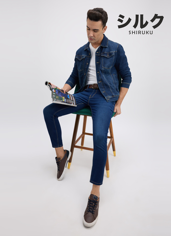 Men Blue Mid Rise Skinny Ankle Length Structured Jeans