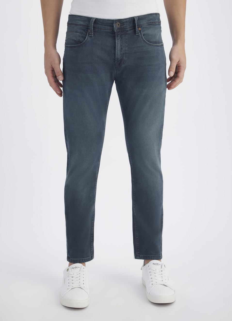 Men Blue Mid Rise Skinny Ankle Length Structured Jeans, , large image number 1