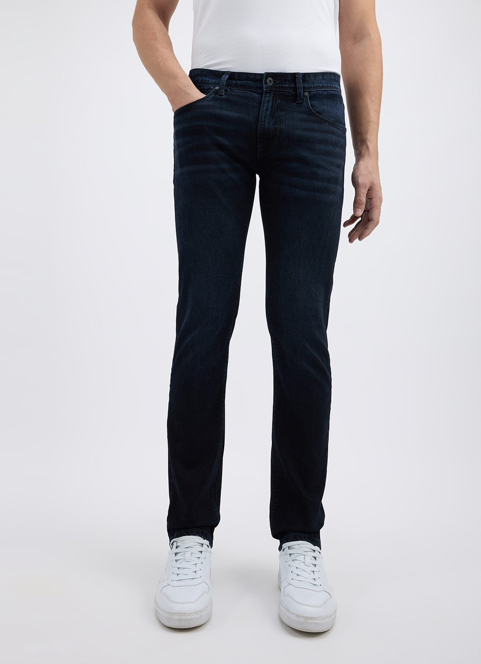 Men Black Mid Rise Slim Structured Jeans, , large image number 2