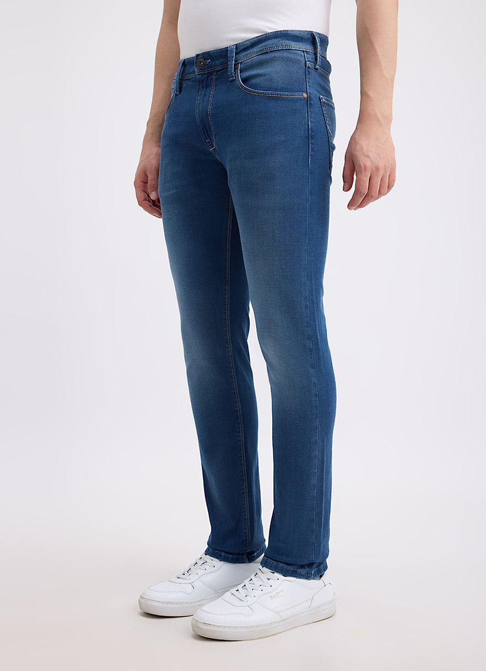 Men Blue Mid Rise Slim Structured Jeans, , large image number 5