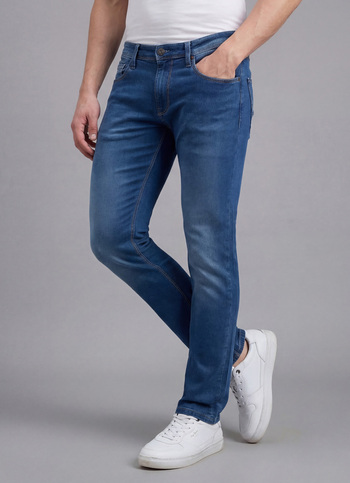 Men Blue Mid Rise Slim Structured Jeans