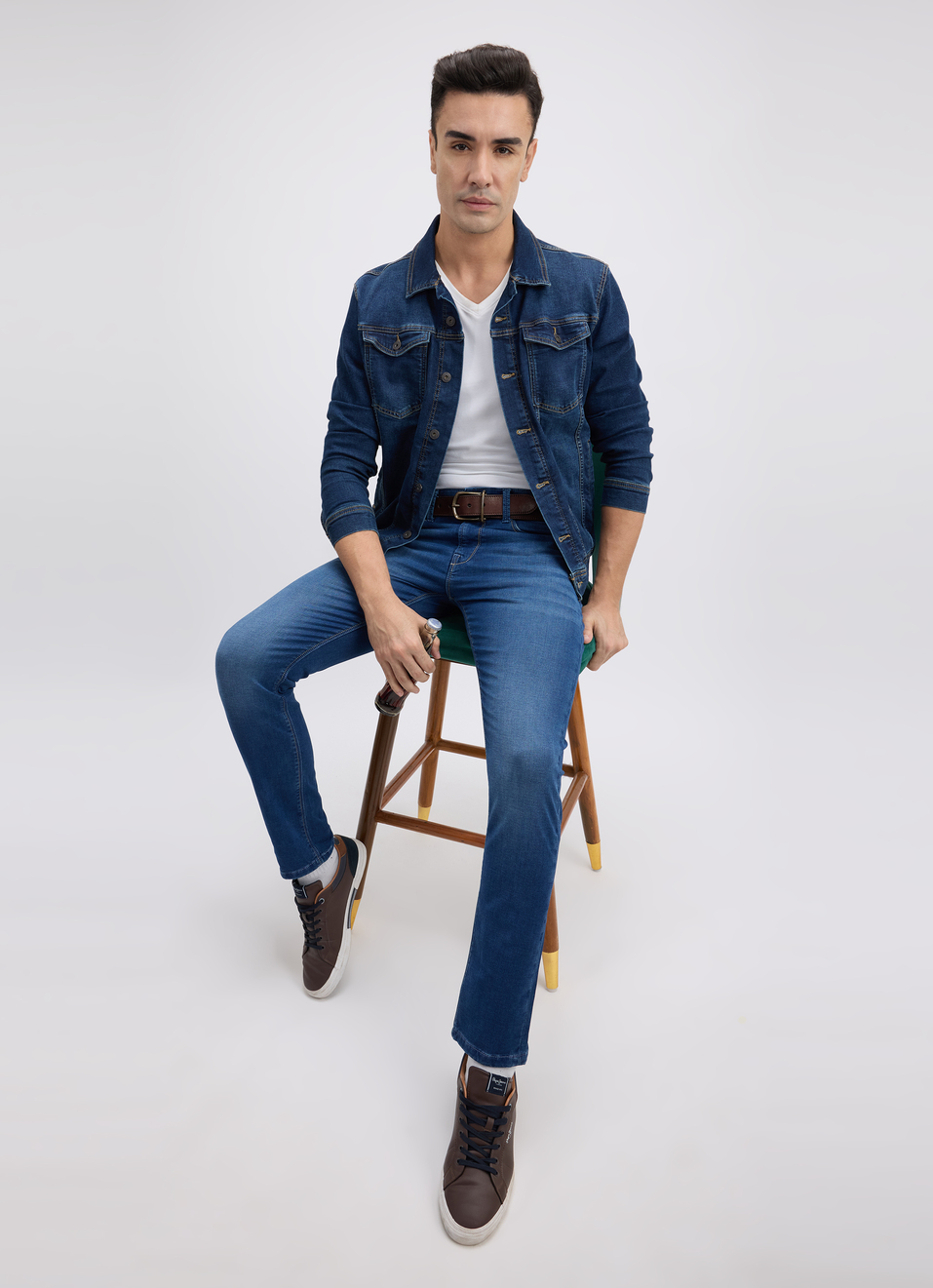 Men Blue Slim Tapered Fit Low Rise Jeans , , large image number 5