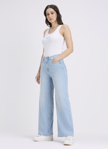 Women Blue Wide Leg Fit High Rise Jeans 