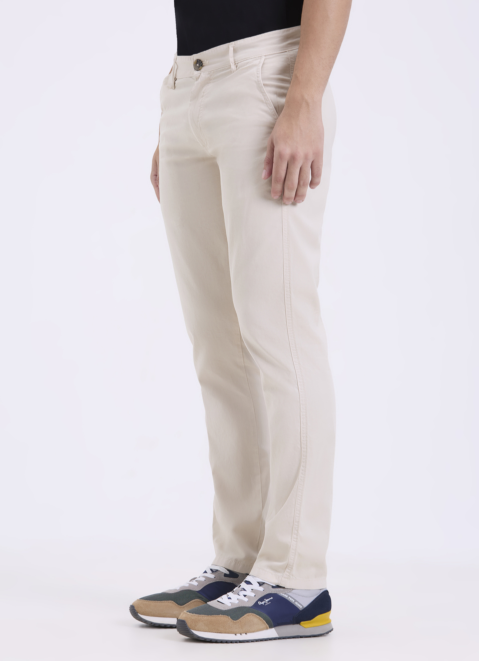 Men Beige Overdyed Mid Rise Trousers, , large image number 3