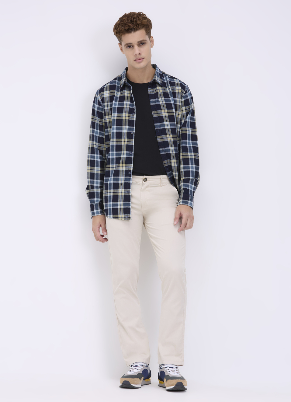 Men Beige Overdyed Mid Rise Trousers, , large image number 0