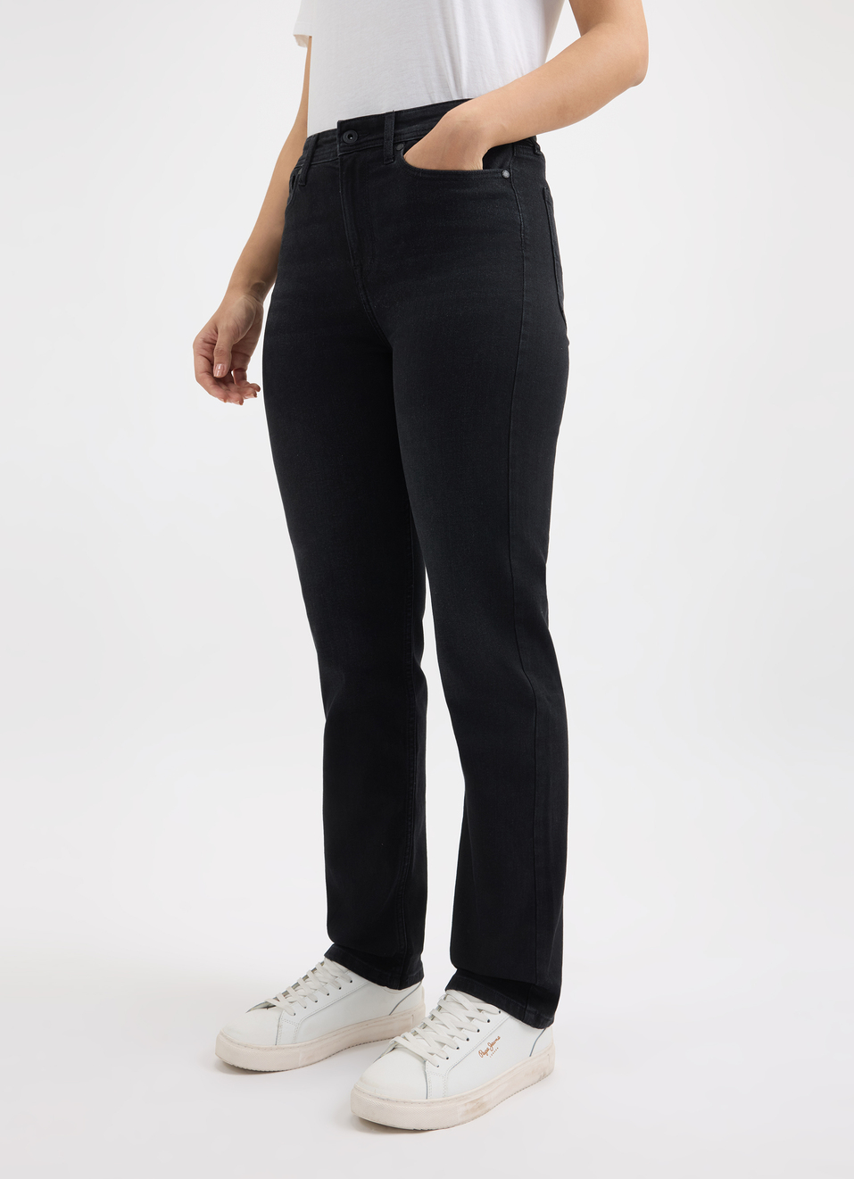 Women Black Straight Fit High Rise Jeans , , large image number 3