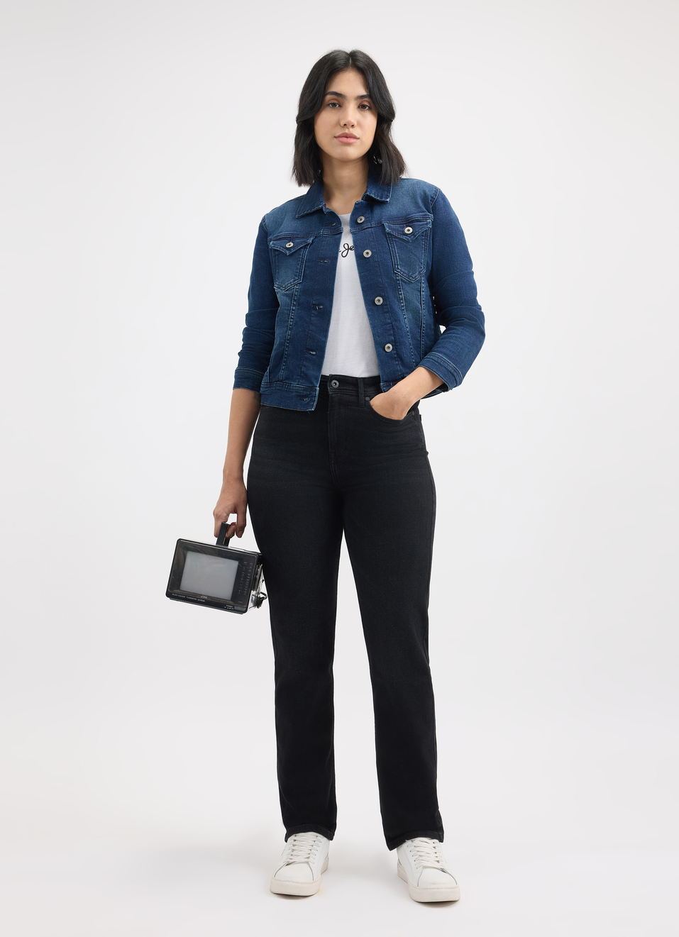 Women Black Straight Fit High Rise Jeans , , large image number 0