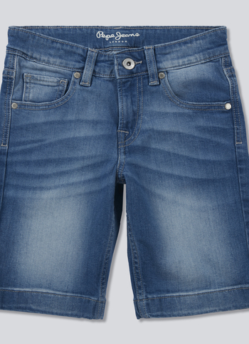 Boys Cashed Blue Mid Rise Slim Shorts
