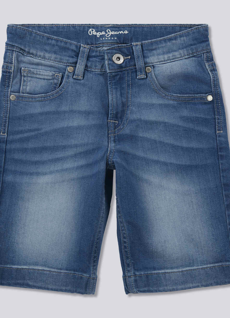 Boys Cashed Blue Mid Rise Slim Shorts, , large image number 0