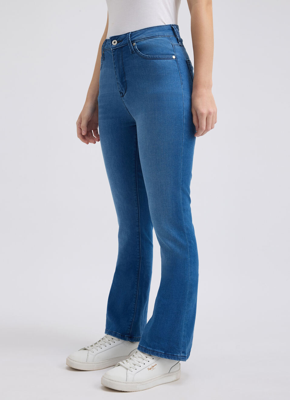 Women Blue Flared Fit High Rise Jeans , , large image number 3