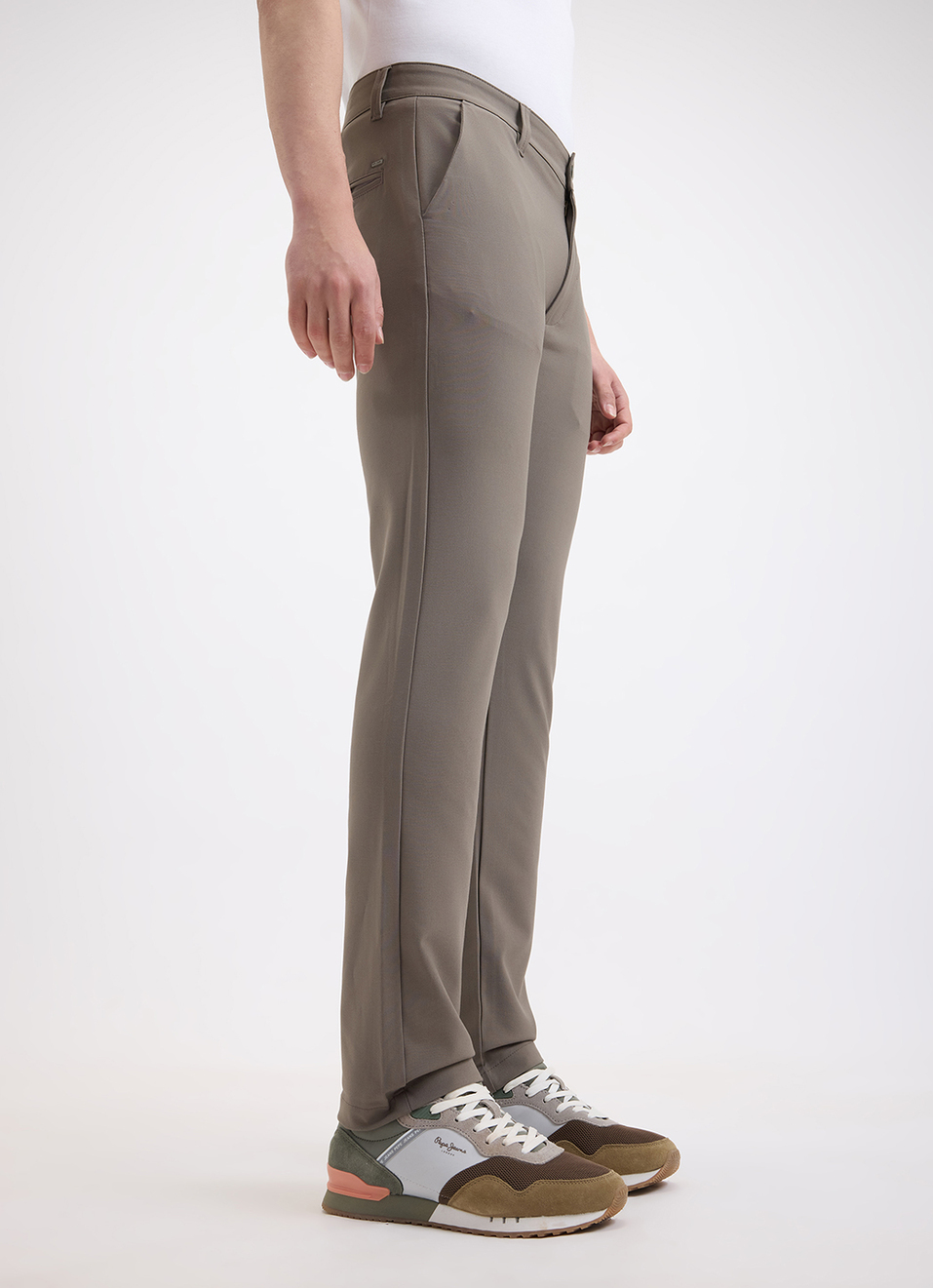 Men Beige Mid Rise Lightweight Trousers, , large image number 6