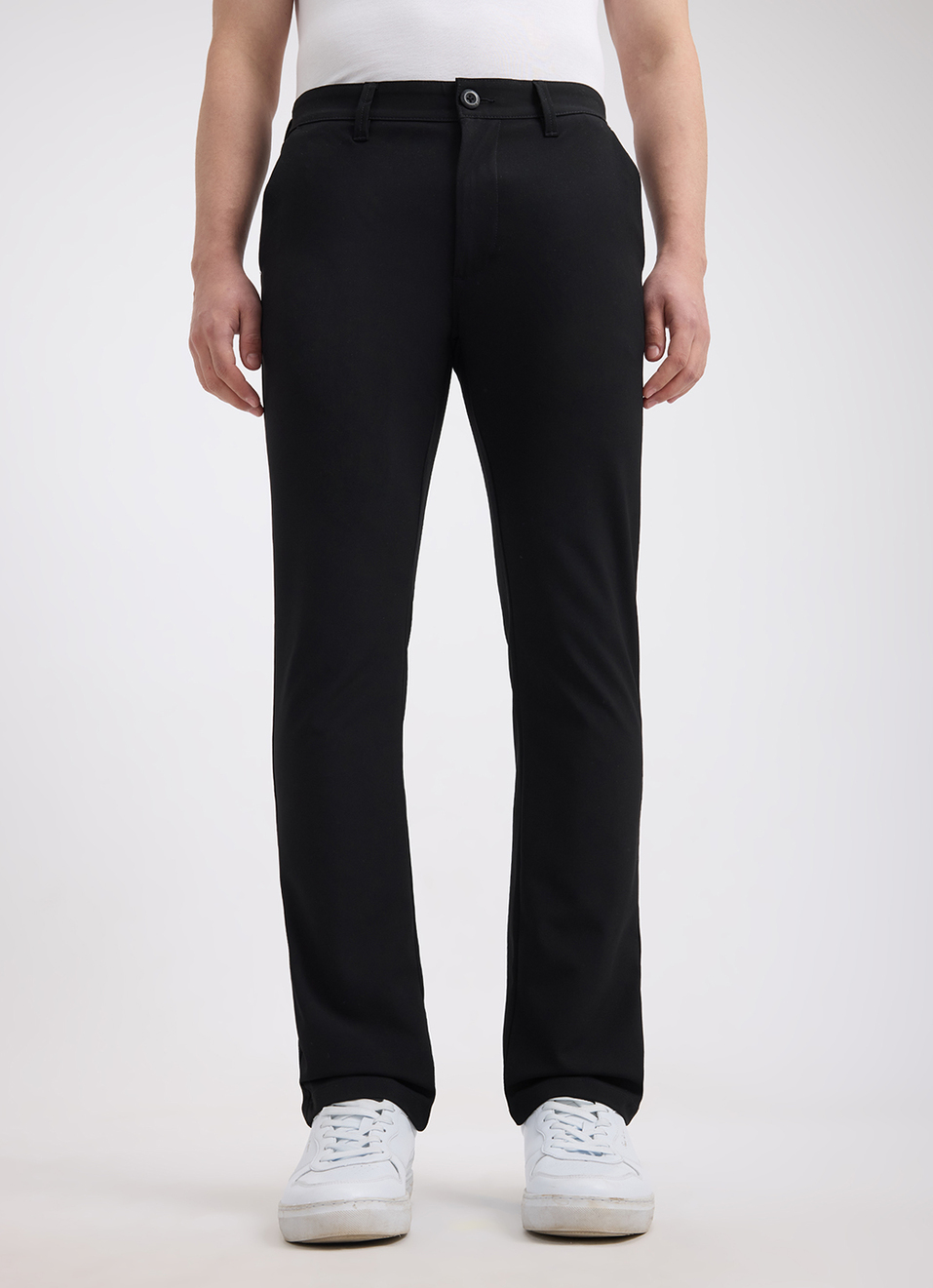 Men Black Mid Rise Lightweight Trousers, , large image number 5