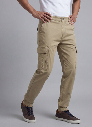Men Beige Mid Rise Stretch Cargos