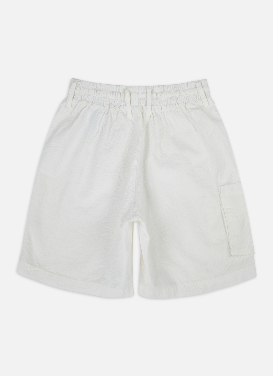 Boys White Mid Rise Seersucker Shorts, , large image number 1