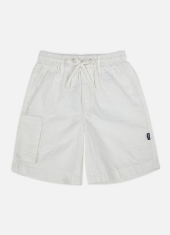 Boys White Mid Rise Seersucker Shorts