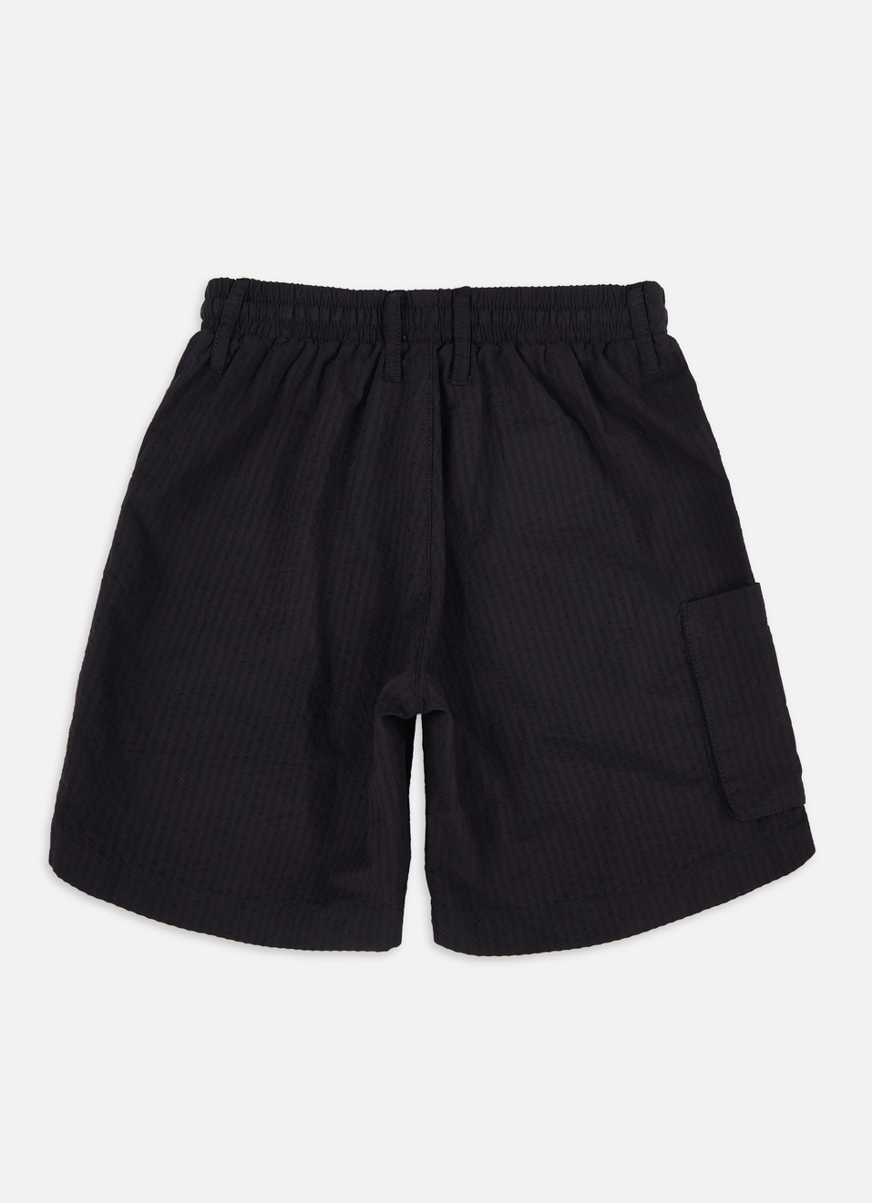 Boys Black Mid Rise Seersucker Shorts, , large image number 1