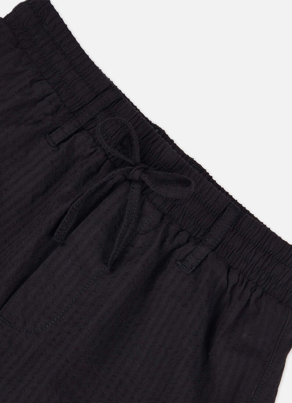 Boys Black Mid Rise Seersucker Shorts, , large image number 2