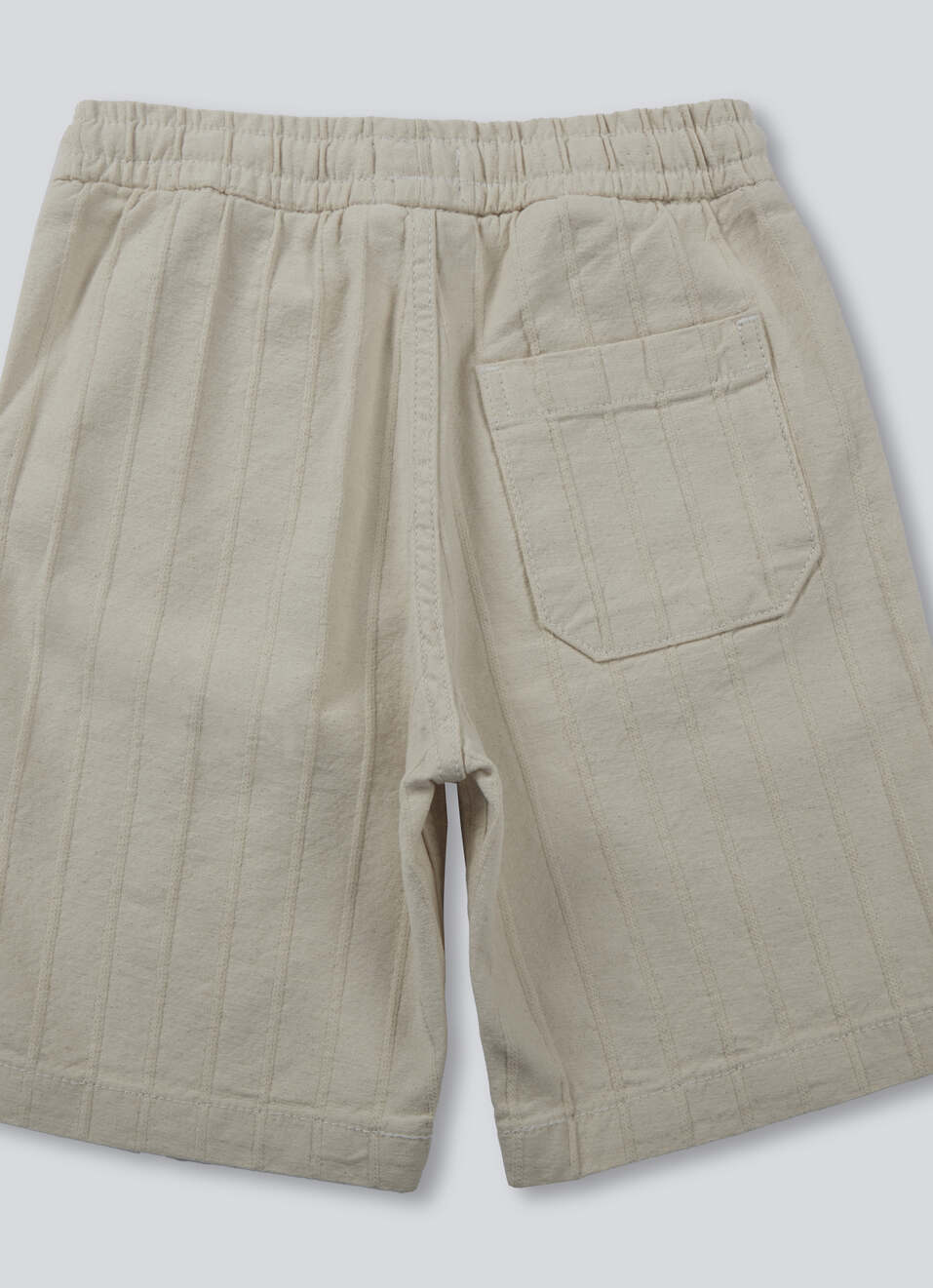 Boys Ecru Mid Rise Tapered Baggy Shorts, , large image number 1