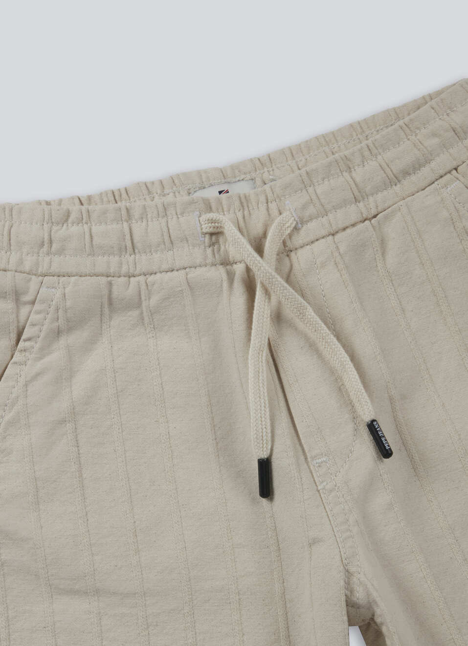 Boys Ecru Mid Rise Tapered Baggy Shorts, , large image number 2