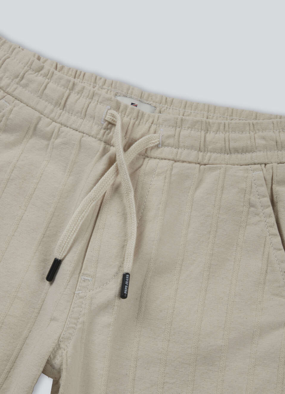 Boys Ecru Mid Rise Tapered Baggy Shorts, , large image number 4
