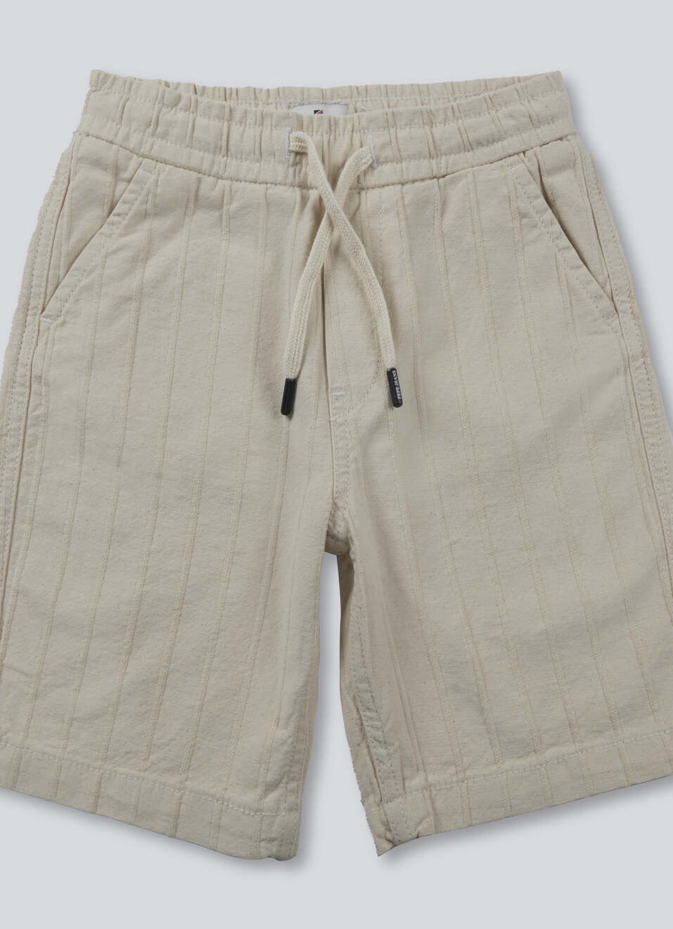 Boys Ecru Mid Rise Tapered Baggy Shorts, , large image number 0