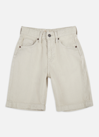 Boys Beige Mid Rise Tapered Baggy Shorts