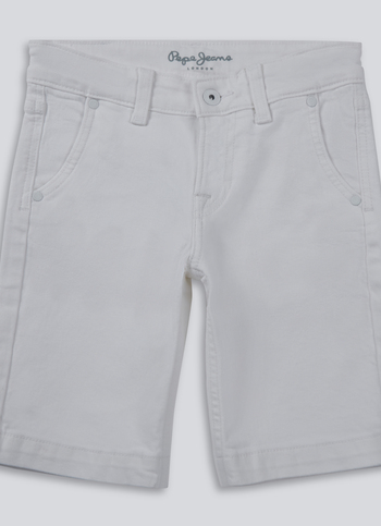 Boys Cashed White Mid Rise Slim Shorts