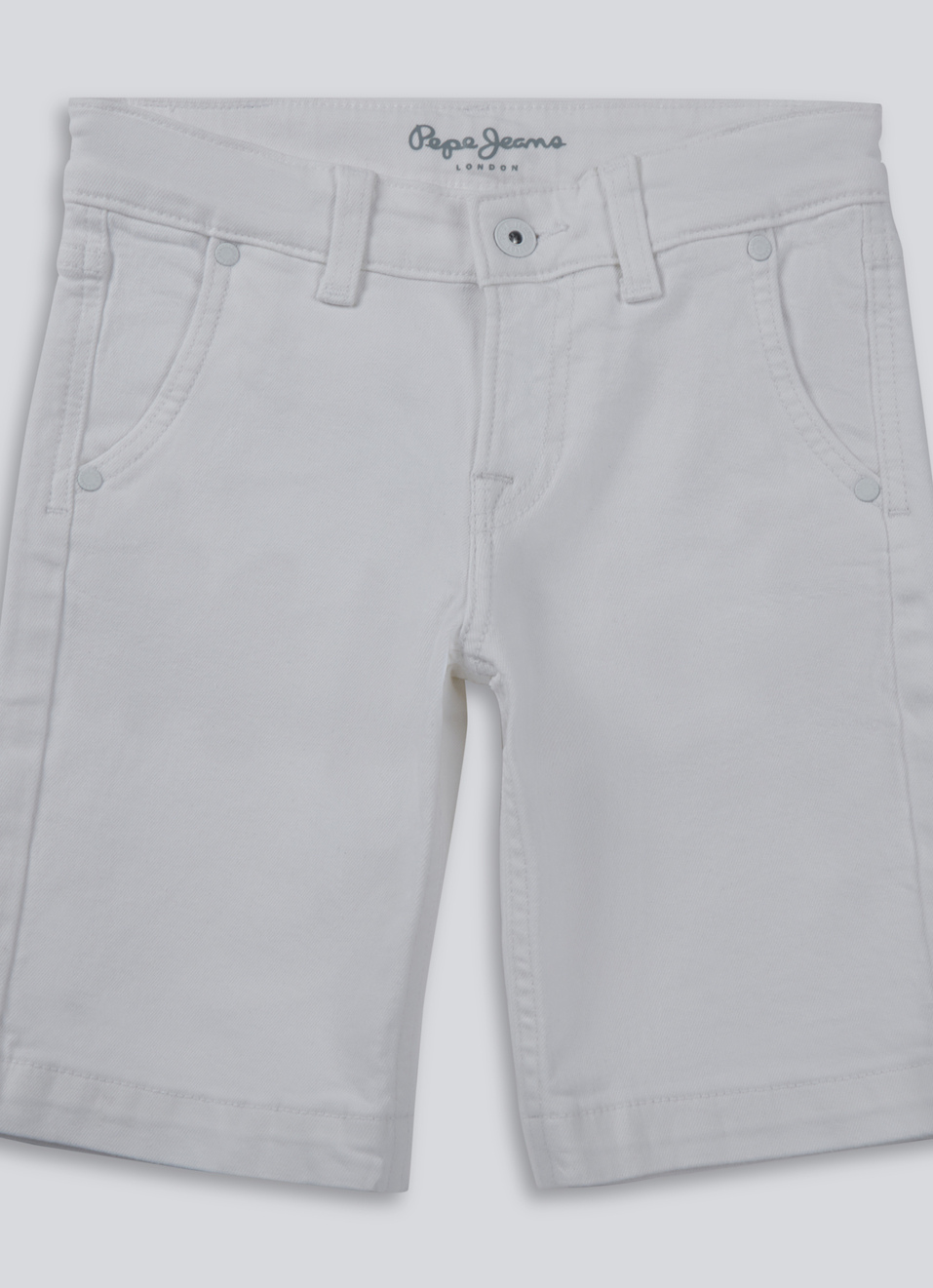 Boys Cashed White Mid Rise Slim Shorts, , large image number 0