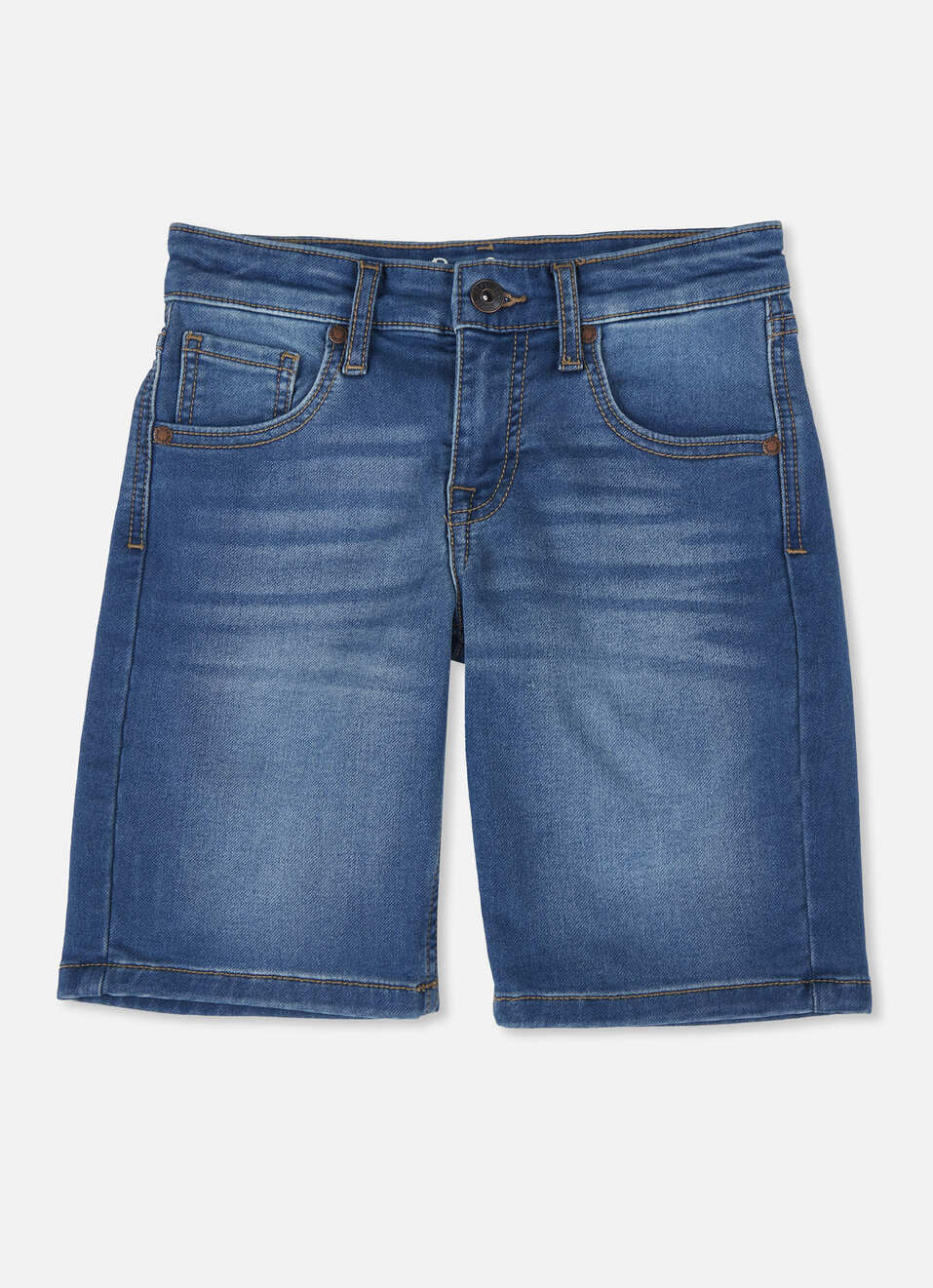 Boys Cashed Blue Mid Rise Slim Gymindigo Shorts, , large image number 0