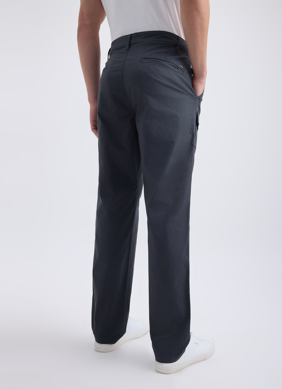 Men Grey Mid Rise Over Dyed Stretch Cargos, , large image number 2