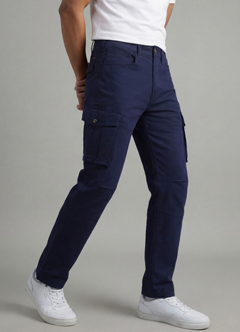 Men Blue Mid Rise Stretch Cargo