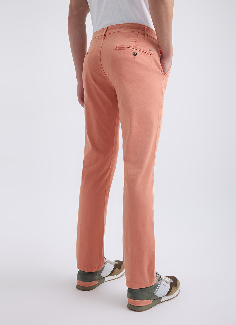 Men Orange Overdyed Mid Rise Chinos, , large image number 3