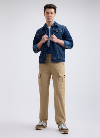 Men Beige Overdyed Mid Rise Cargos