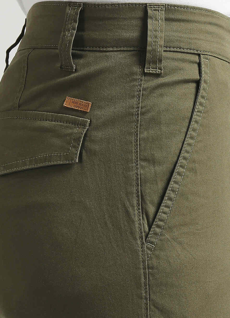 Men Green Lightweight Mid Rise Stretch Cargos, , large image number 4