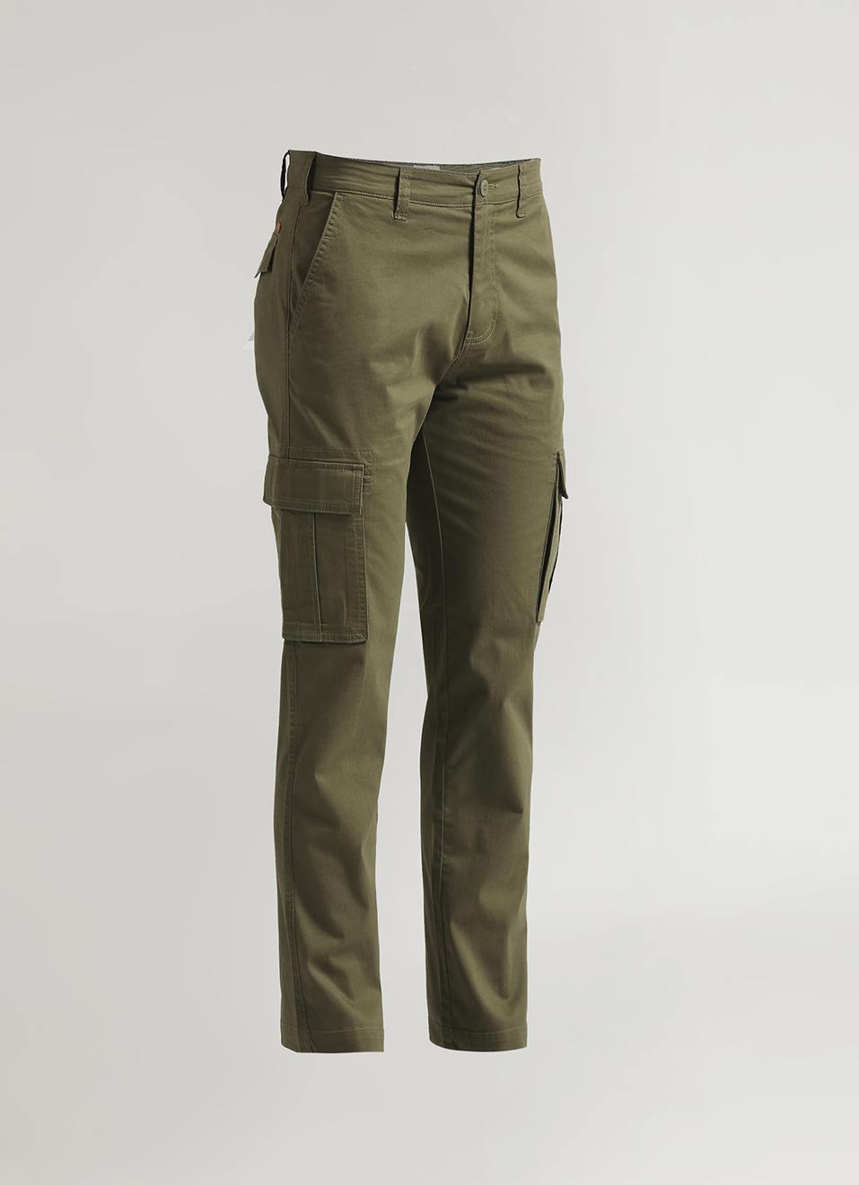 Men Green Lightweight Mid Rise Stretch Cargos, , large image number 6