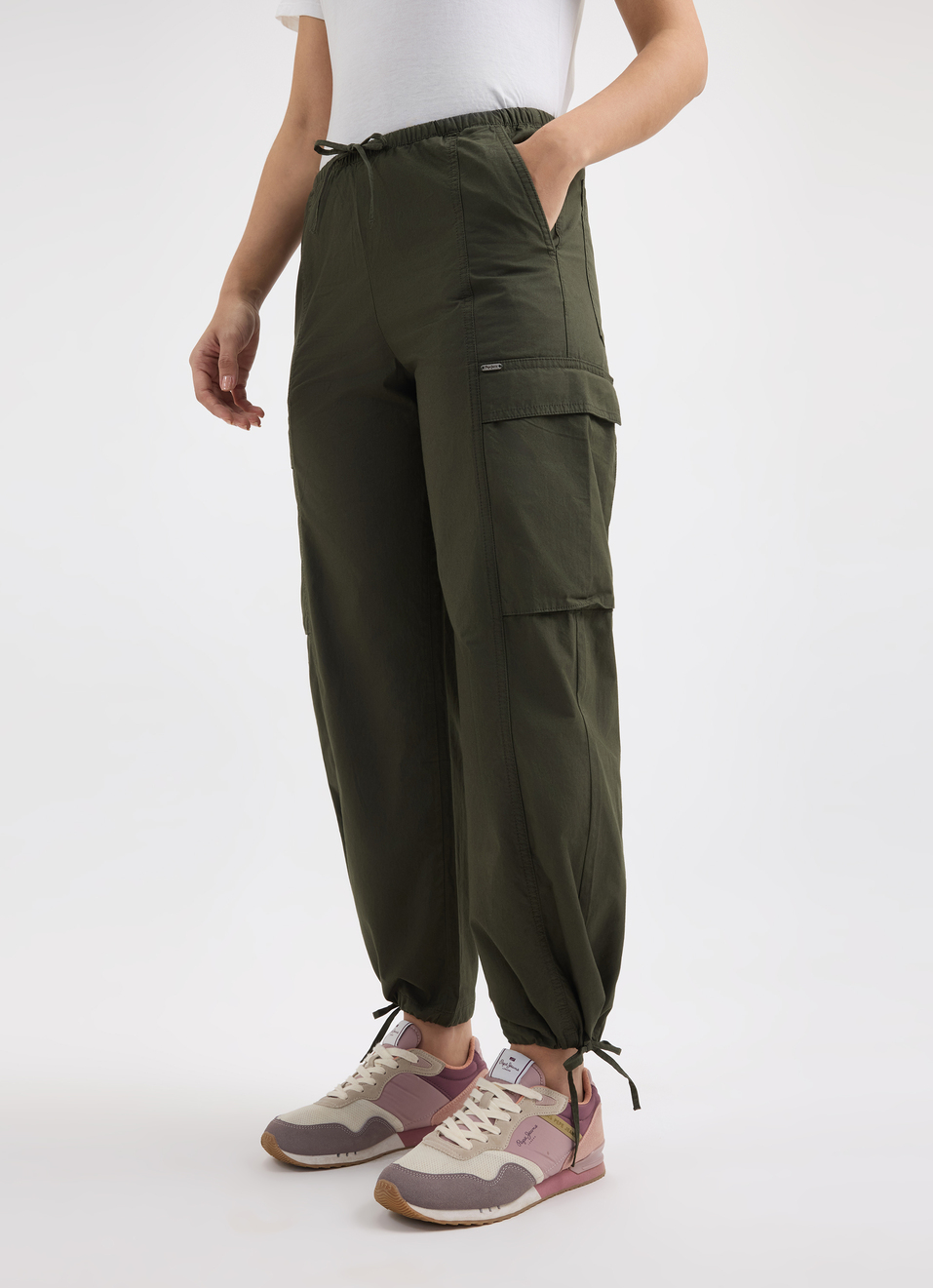 Women Green High Rise Parachute Pants, , large image number 3