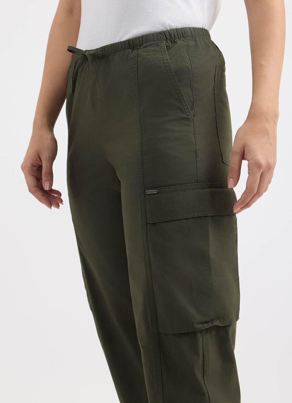 Women Green High Rise Parachute Pants, , large image number 4